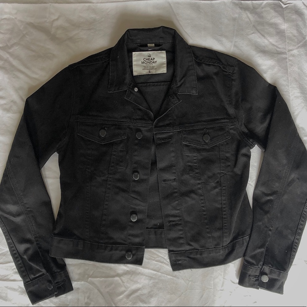 Cheap Monday Black Cropped Fitted Denim Jacket